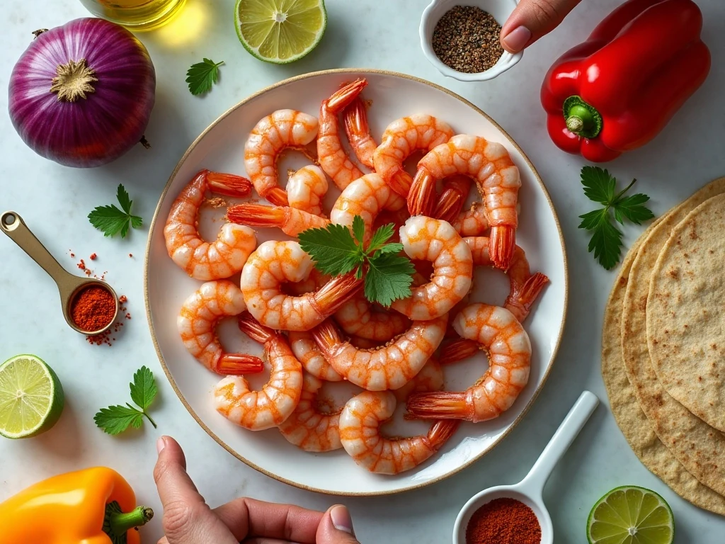 Ingredients for easy sheet pan shrimp fajitas