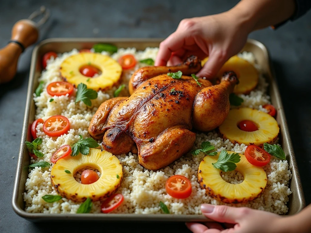 Spreading rice thinly on a sheet pan for better fried rice texture