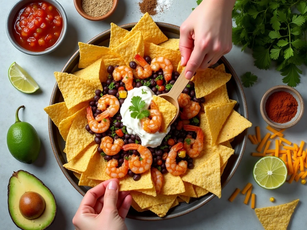 Ingredients for easy shrimp nacho bites