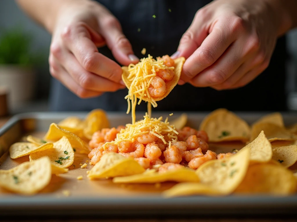 Preparing dry ingredients for crisp shrimp nacho bites