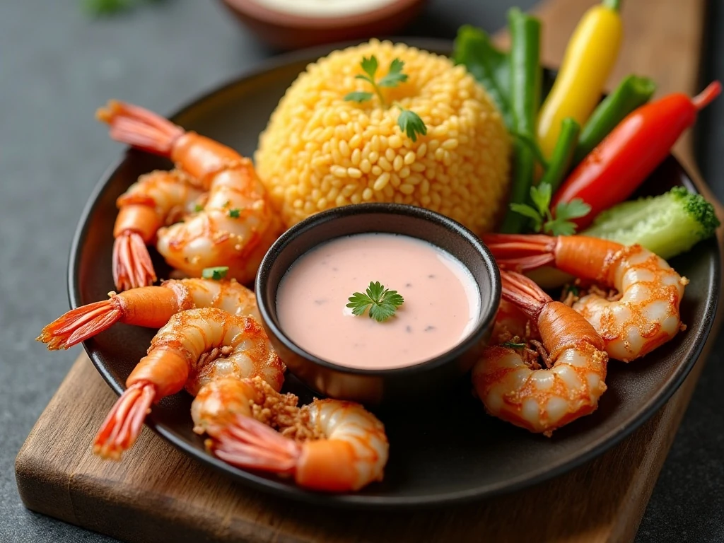 Hibachi shrimp served with creamy homemade yum yum sauce