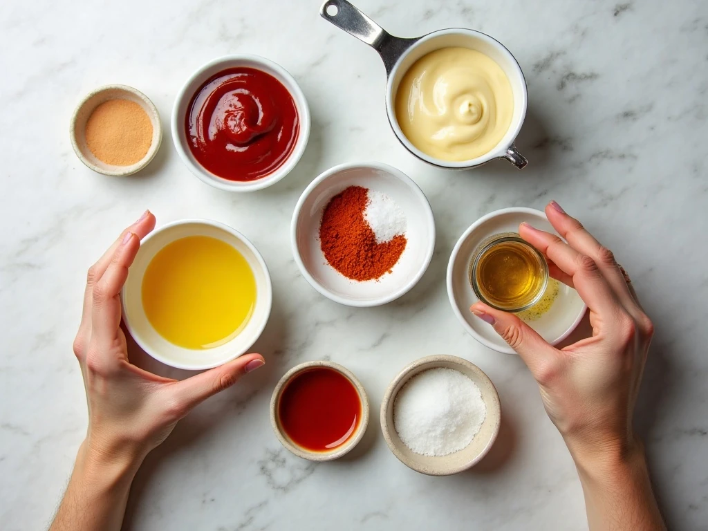Ingredients for easy Japanese yum yum sauce