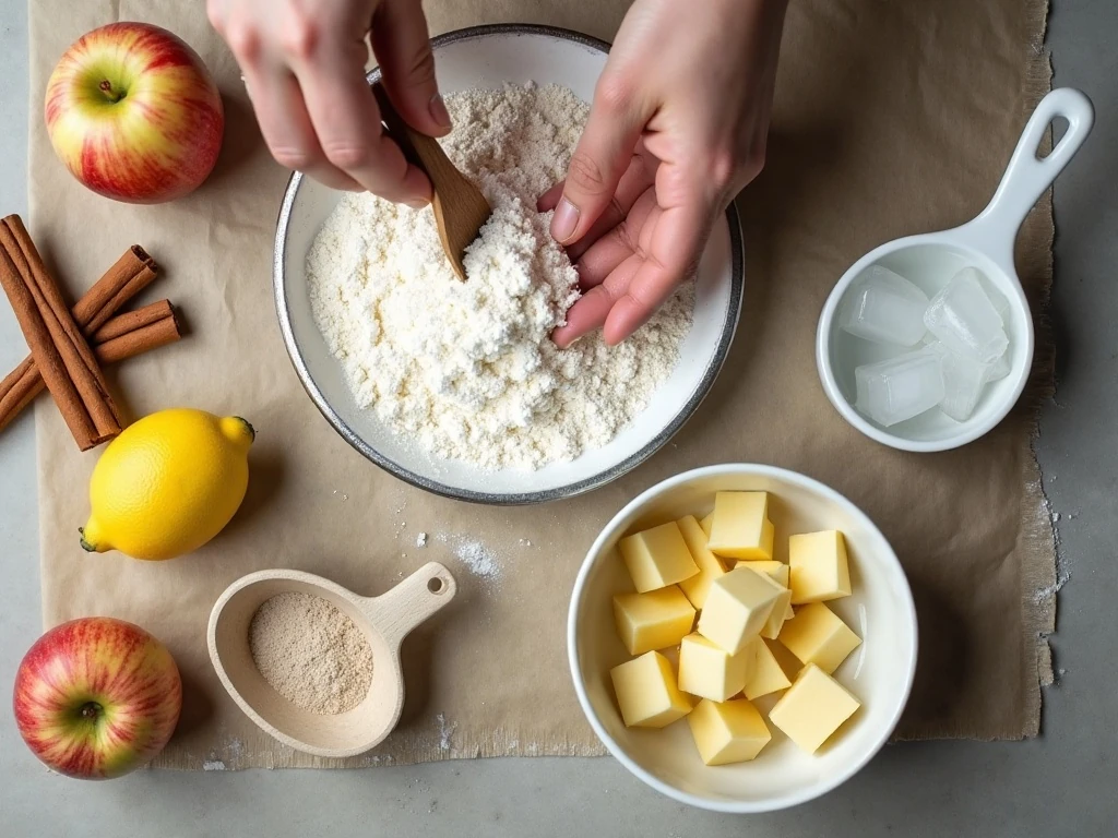Ingredients for homemade apple galette pastry and filling