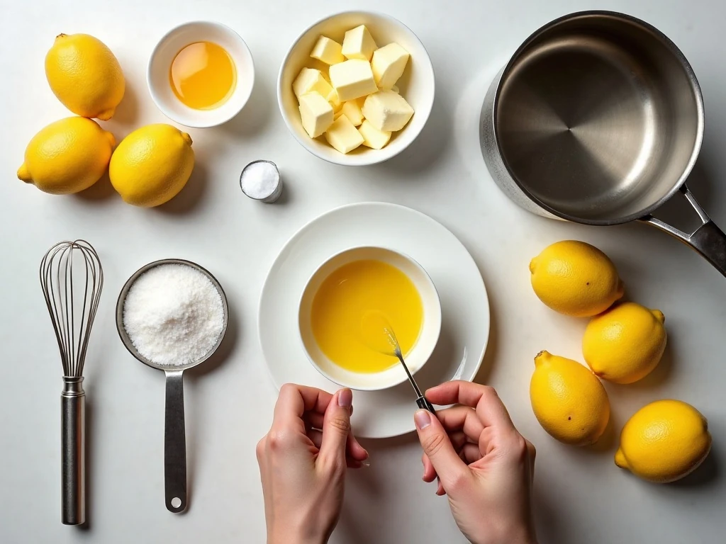 Ingredients for easy homemade lemon curd