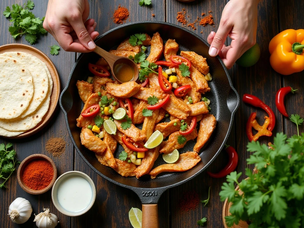 Ingredients for homemade sizzling chicken fajitas