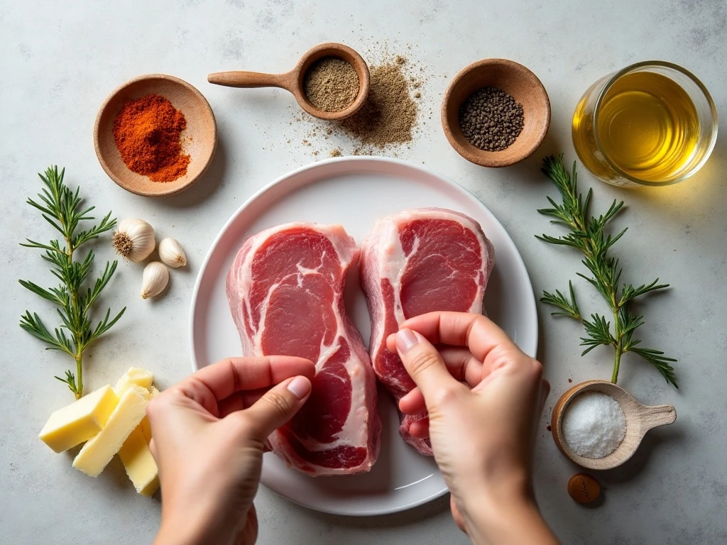Ingredients for skillet boneless pork chops
