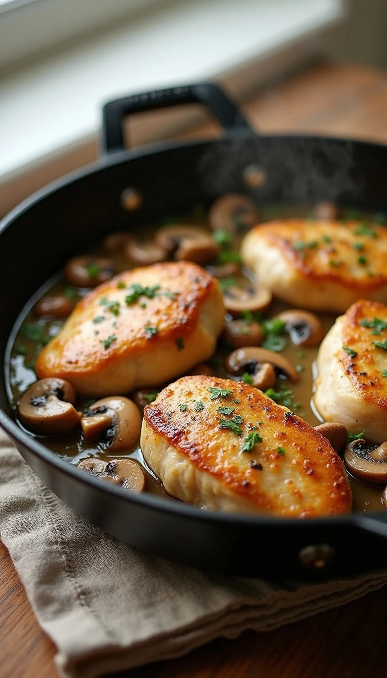 Easy Skillet Chicken with Mushroom Wine Sauce
