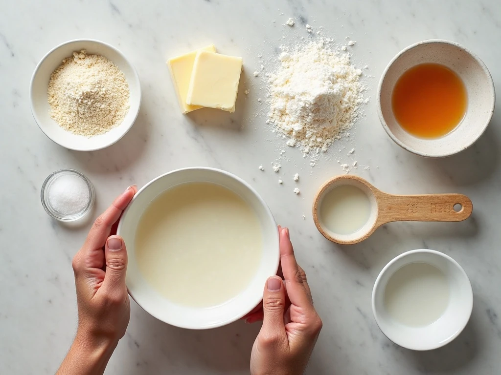Ingredients for homemade skillet dinner rolls