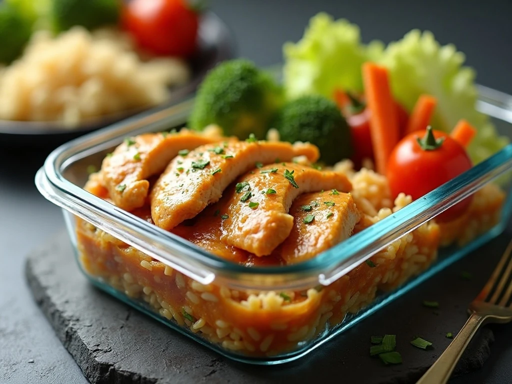 Stored skillet lemon chicken with sauce for reheating