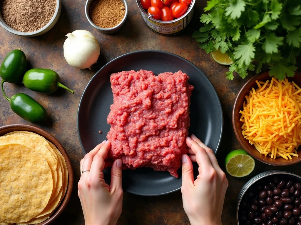 Ingredients for easy skillet taco beef