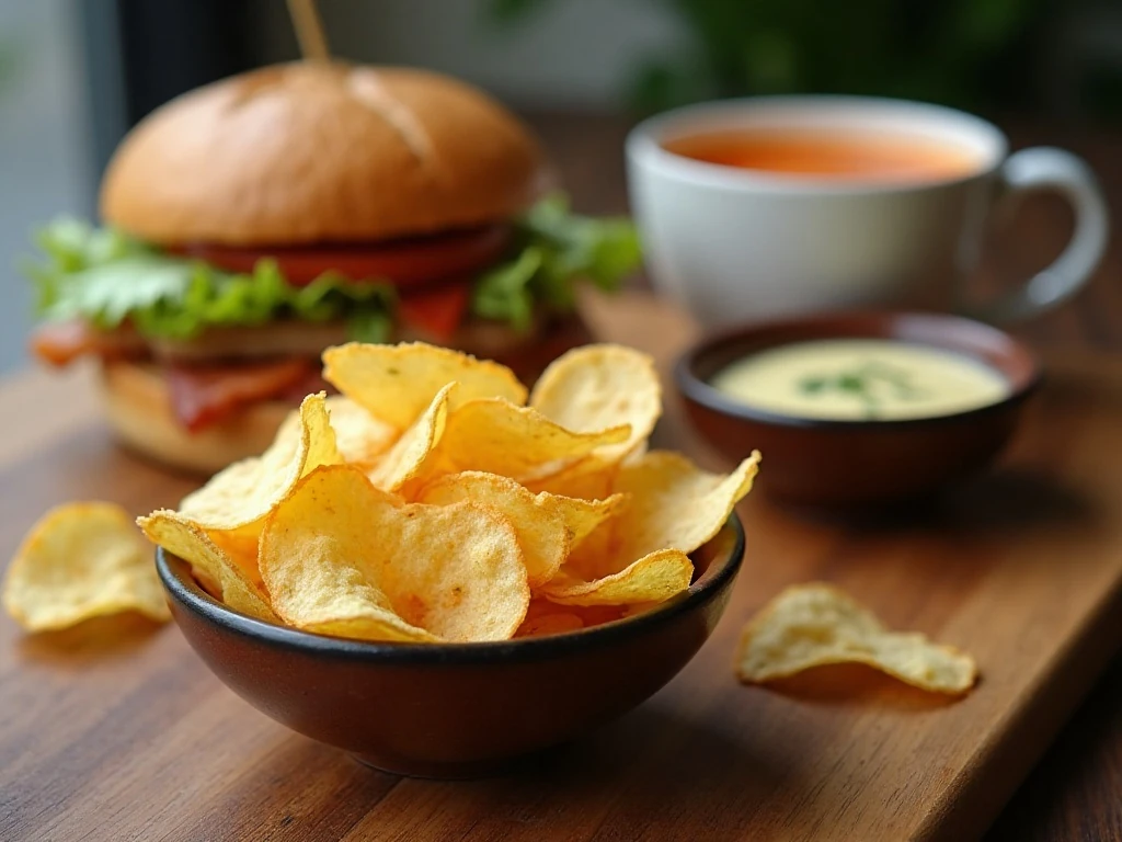 Microwave potato chips served as a crunchy snack or side