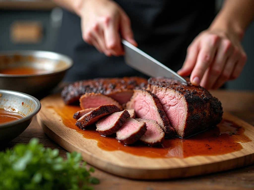 Fork-tender slow-cooked brisket ready to shred for tacos