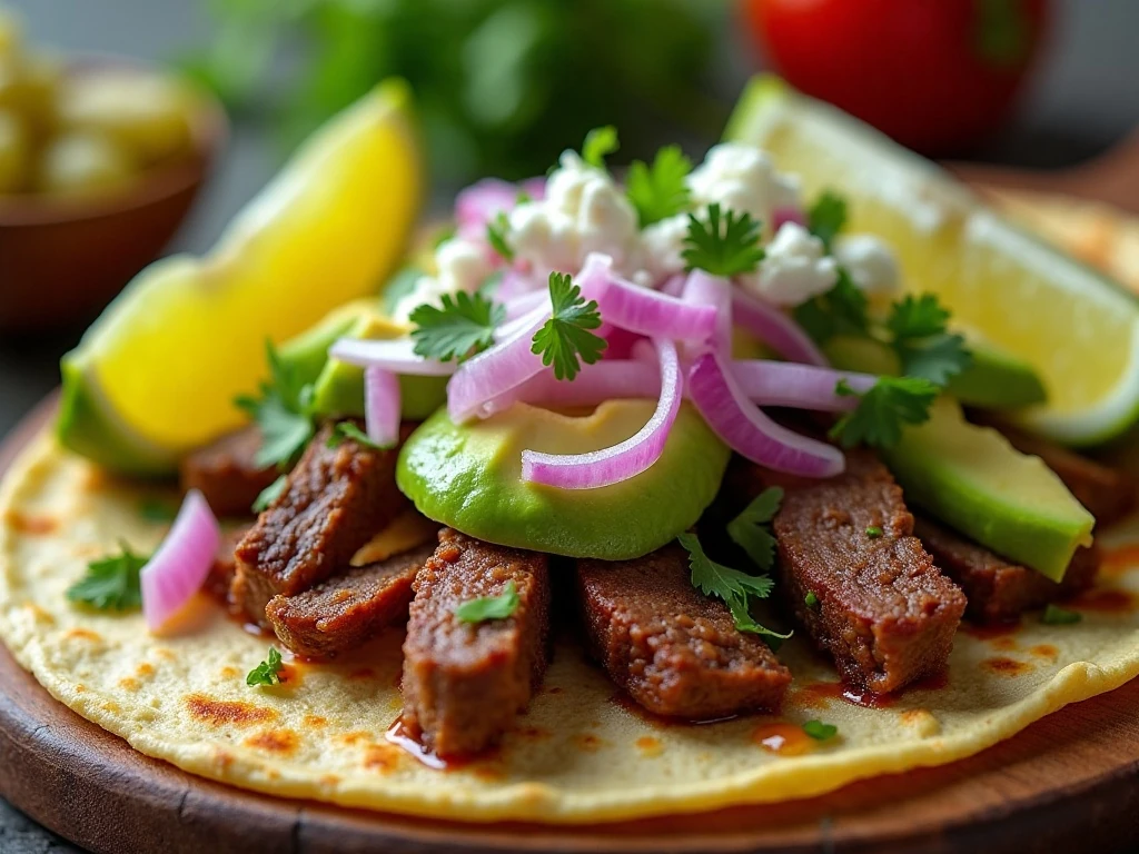 Fresh toppings for slow-cooked beef brisket tacos