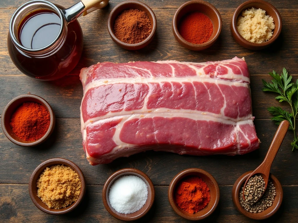 Ingredients for crockpot BBQ ribs and homemade spice rub