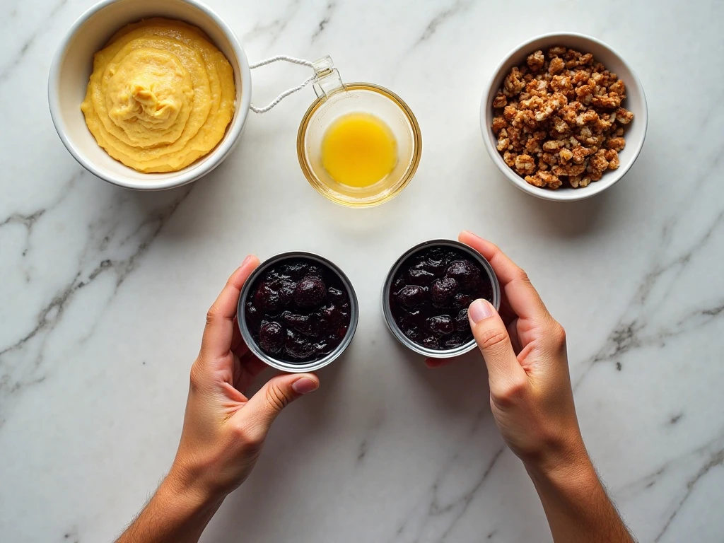Ingredients for easy slow cooker blueberry cobbler