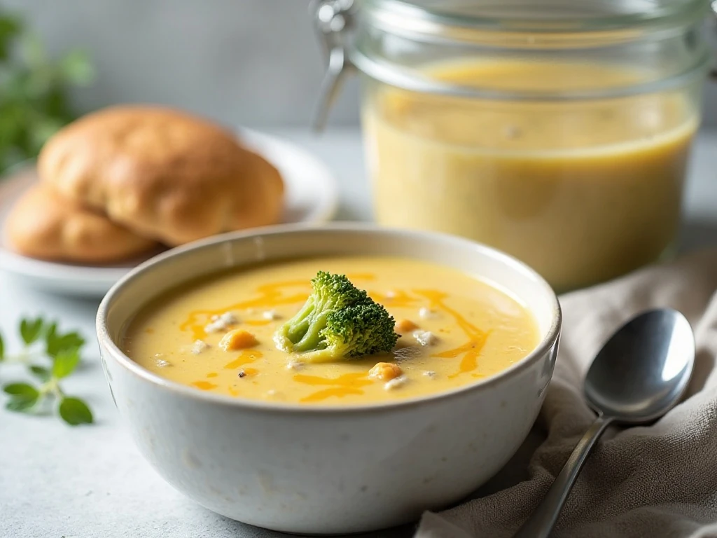 Stored and reheated crockpot broccoli cheese soup