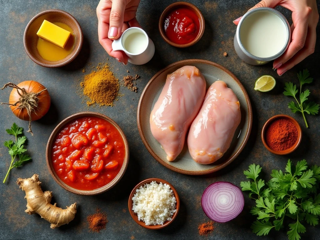 Ingredients for easy slow cooker butter chicken