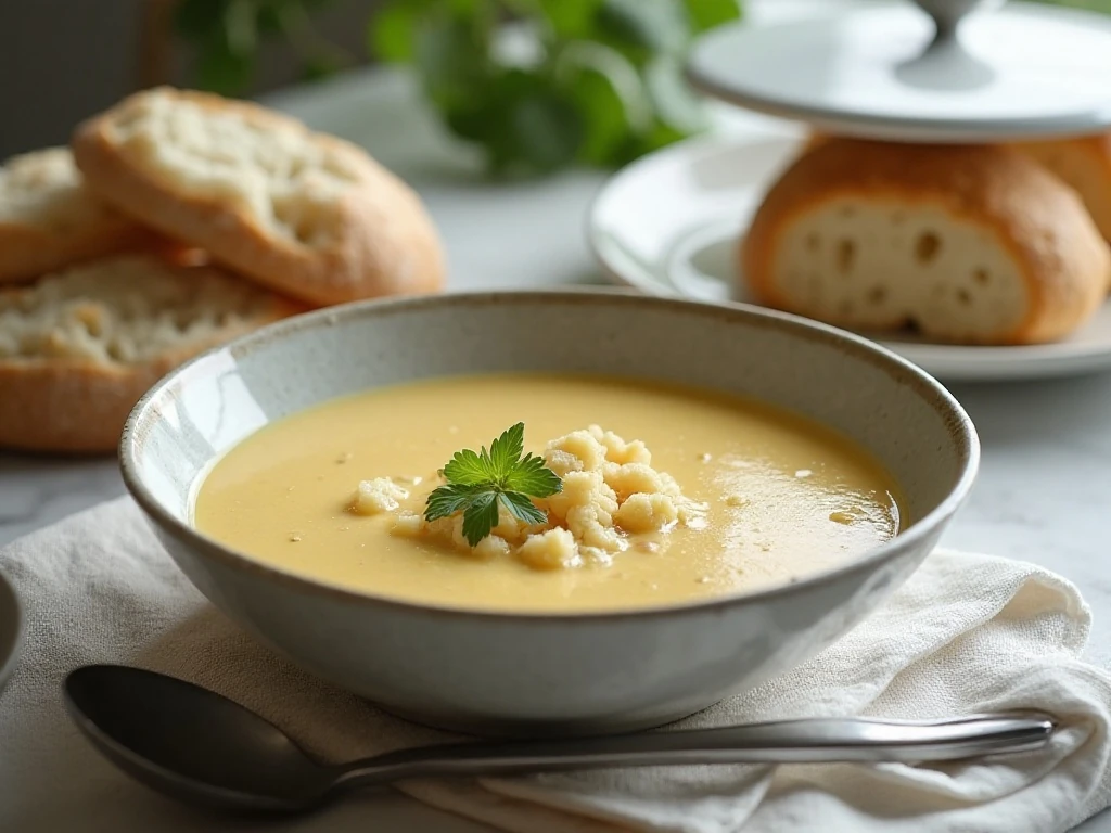 Stored and reheated slow cooker cauliflower soup