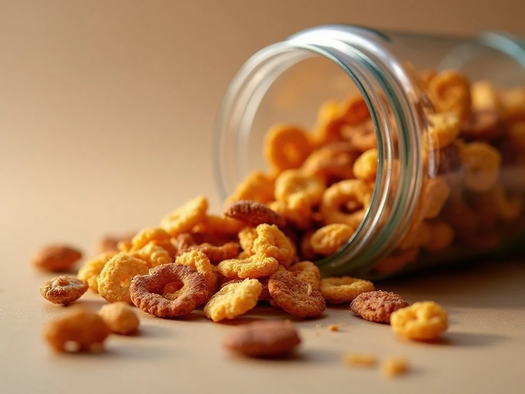 Crisp homemade Chex Mix ready to store in an airtight container