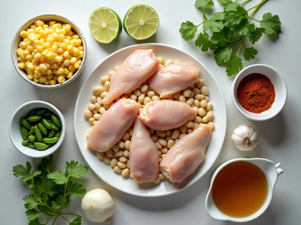 Ingredients for slow cooker white bean chicken chili