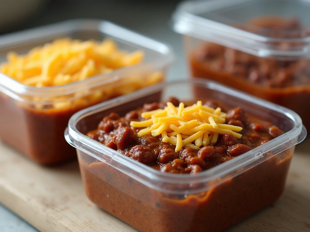 Stored and reheated slow cooker chili for make-ahead meals