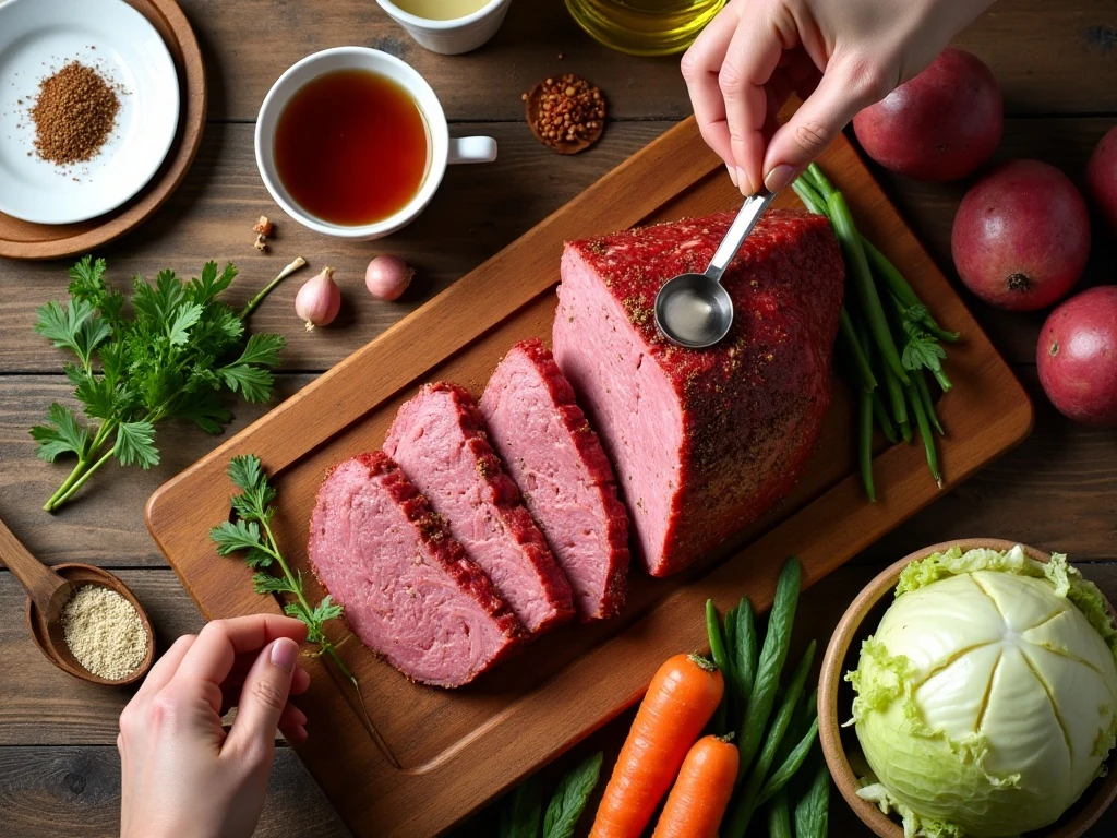 Ingredients for slow cooker corned beef and cabbage