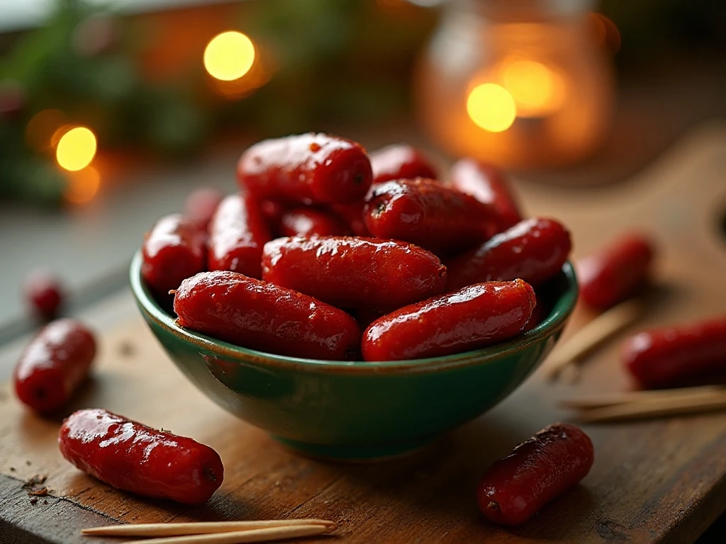Cranberry BBQ Little Smokies served as a festive slow cooker appetizer