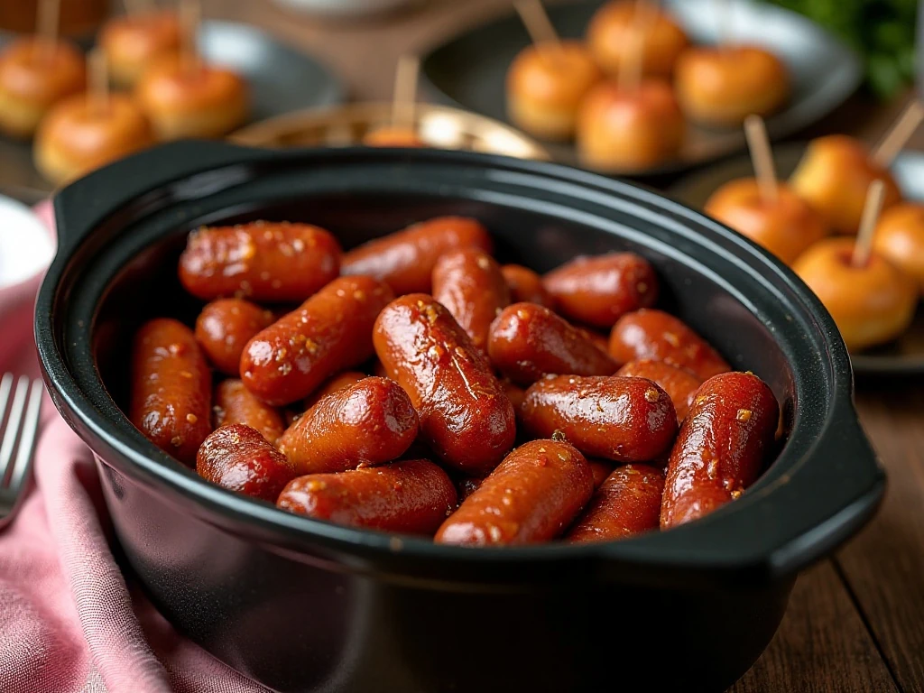 Warm Little Smokies ready to serve from the slow cooker