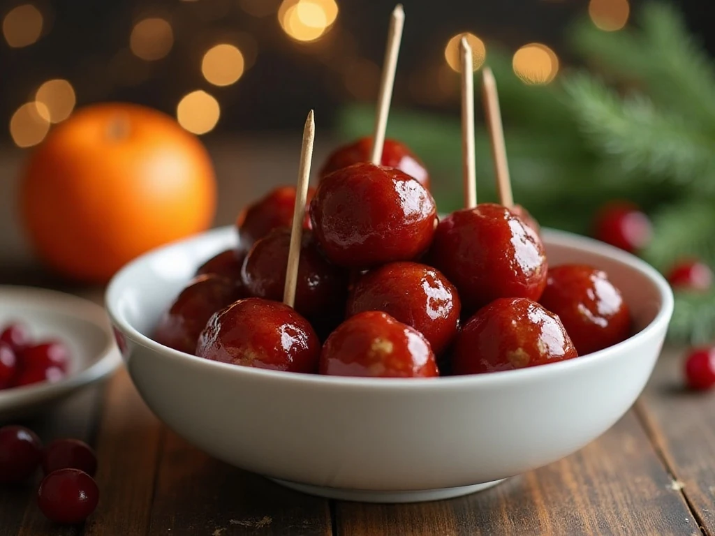 Cranberry sweet-and-sour meatballs served as a warm slow-cooker appetizer