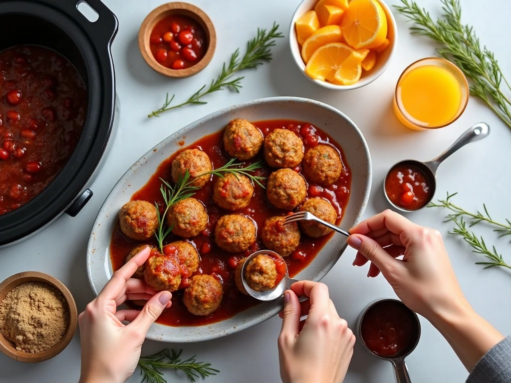 Ingredients for slow-cooker cranberry sweet-and-sour meatballs