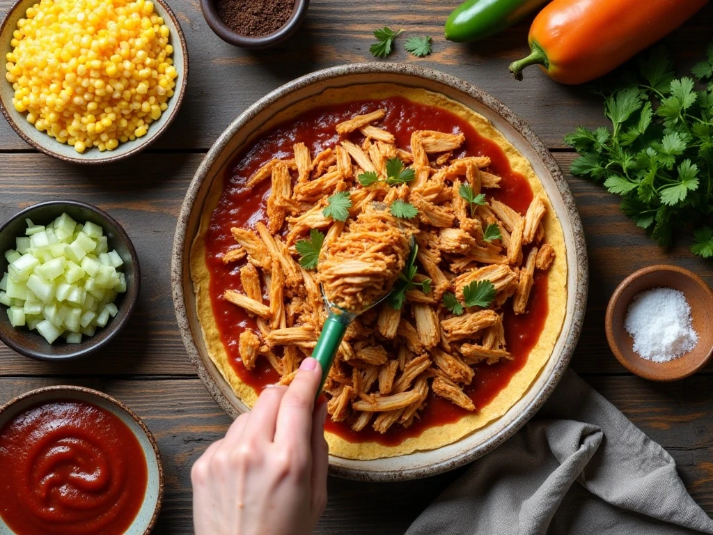 Ingredients for slow cooker enchiladas arranged on a counter