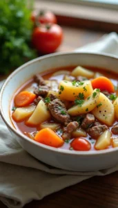 Slow Cooker German Cabbage Soup Recipe with Beef, Potatoes, and Caraway