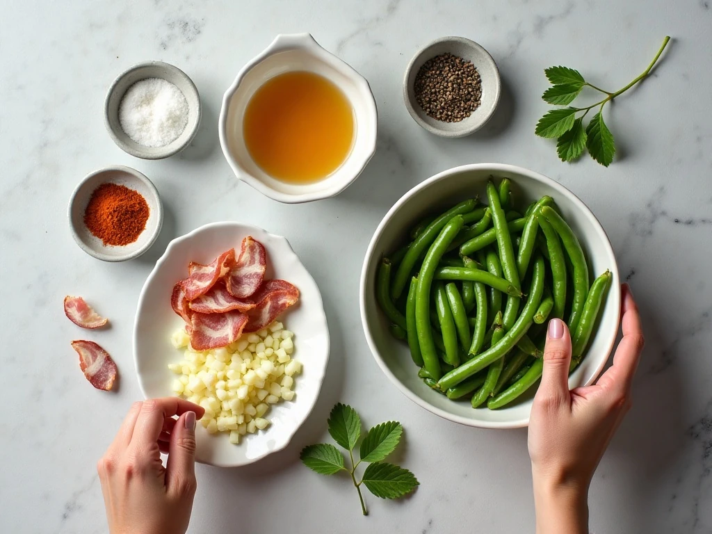 Ingredients for slow cooker Southern-style green beans