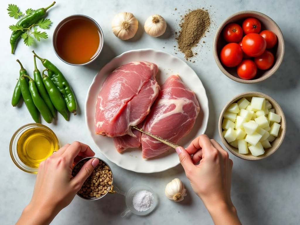 Ingredients for slow cooker green chile pork