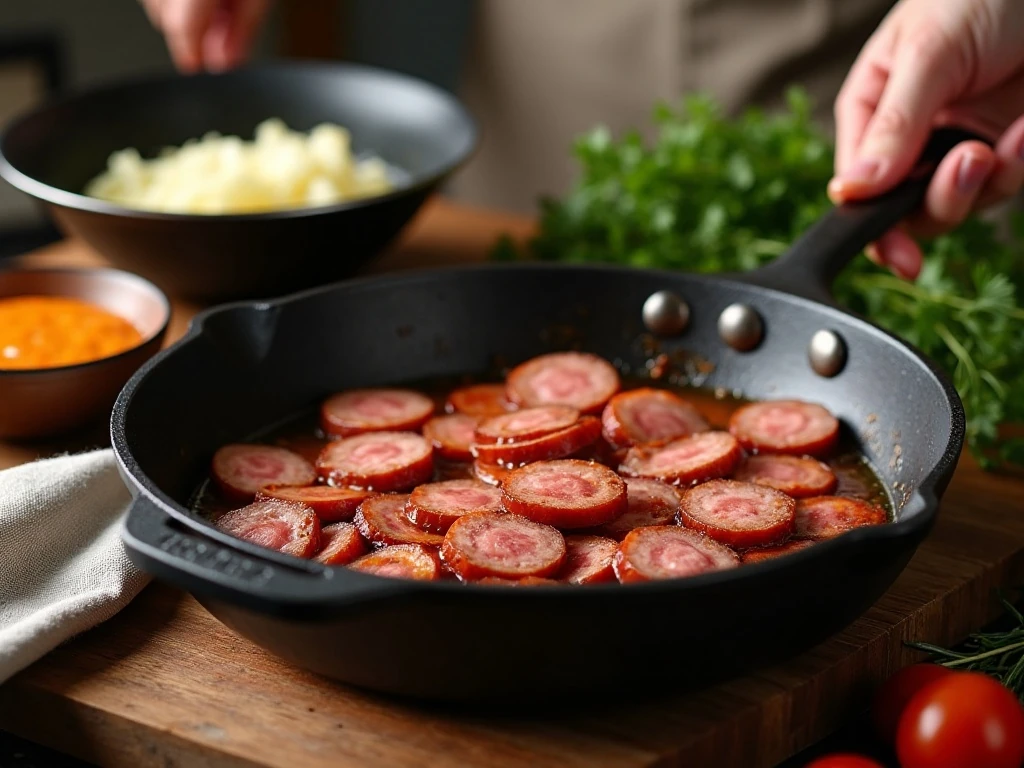 Optional browning step for smoked kielbasa