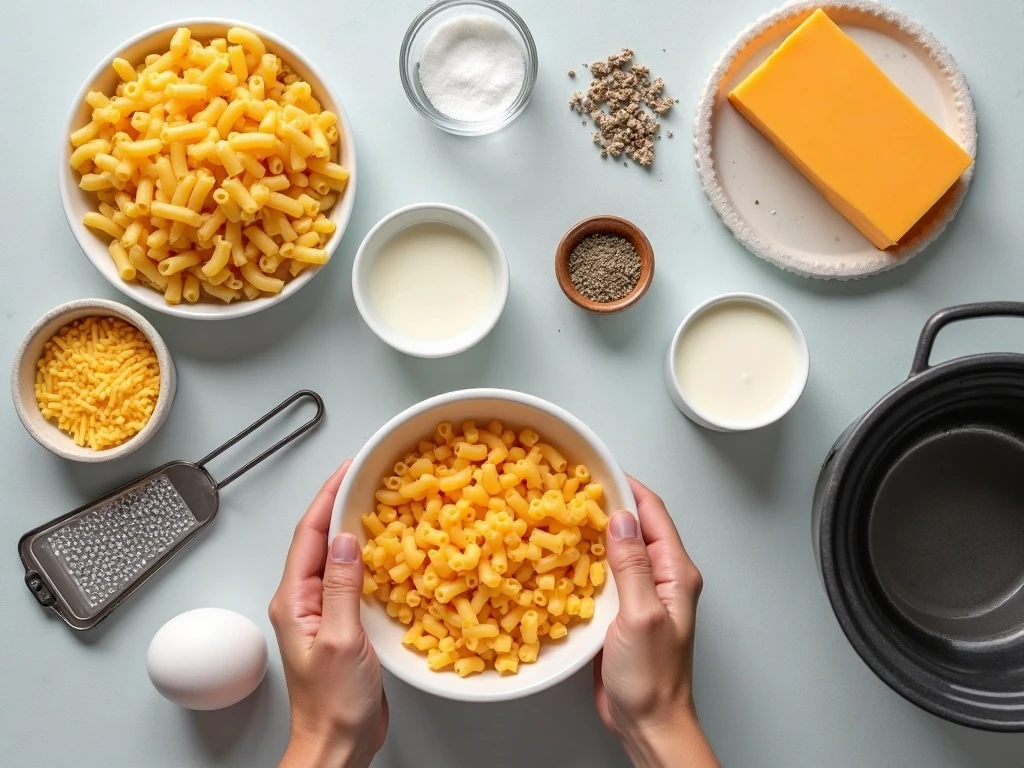 Ingredients for Crockpot macaroni and cheese