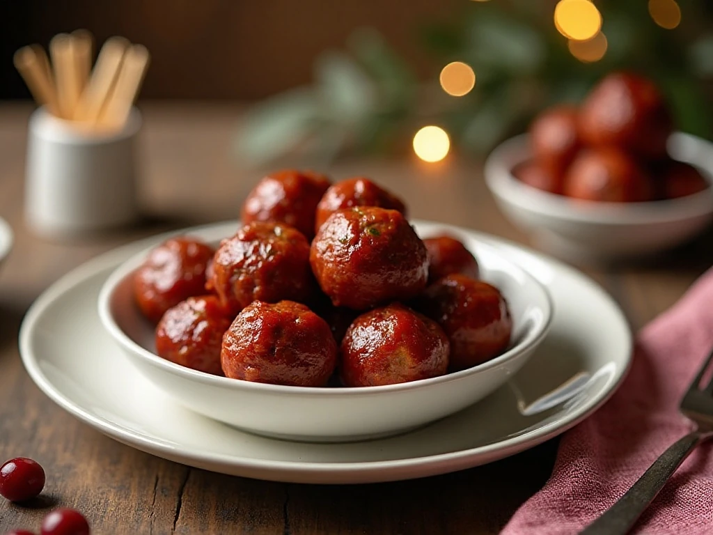 Cranberry-chili meatball appetizer ready for a party