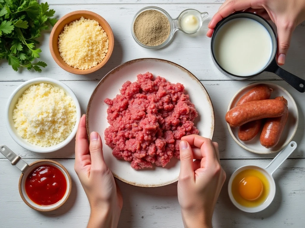 Ingredients for homemade slow cooker meatballs