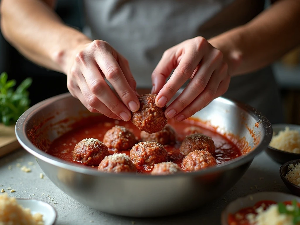 Shaping homemade meatballs for the slow cooker