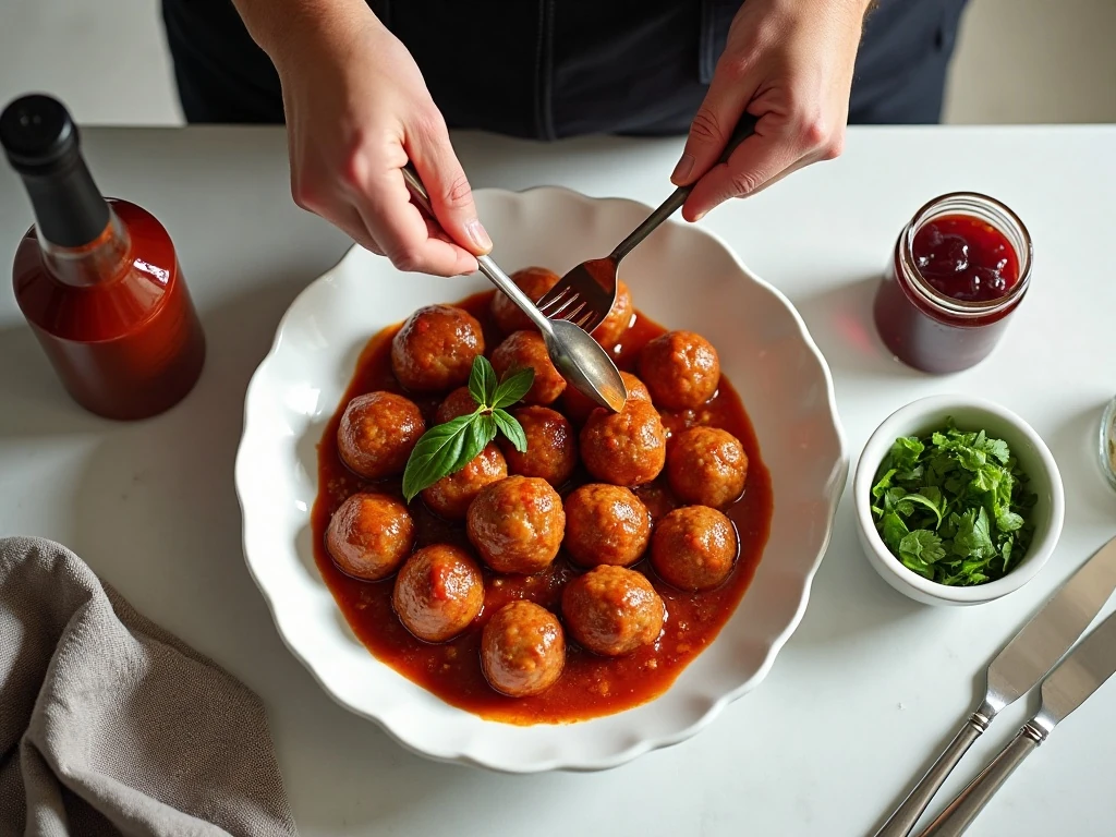 Three ingredients for crockpot party meatballs