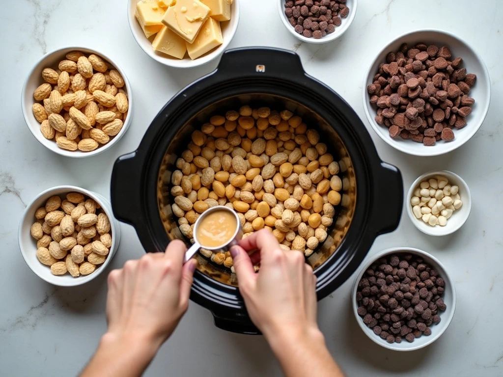Ingredients for easy crockpot peanut clusters