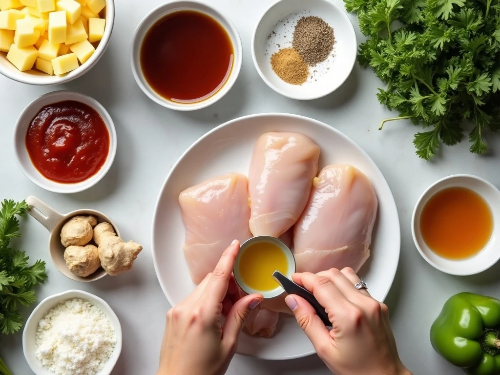 Ingredients for easy slow cooker pineapple chicken
