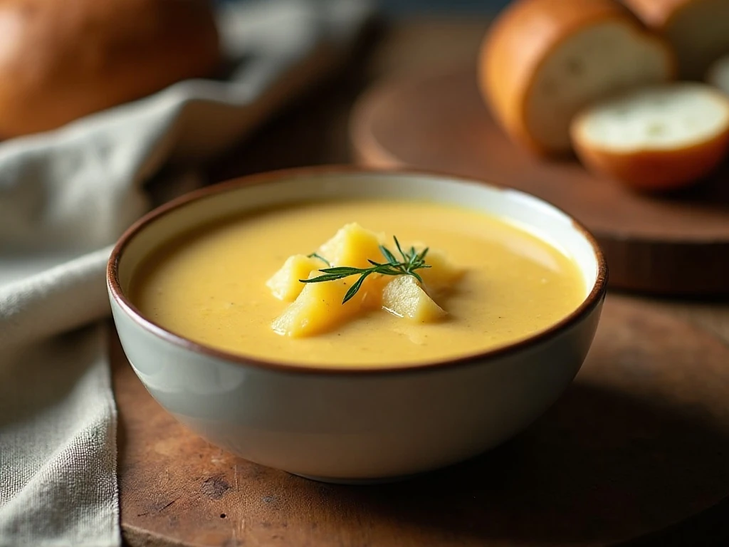 Bowl of creamy double-thick slow cooker potato soup