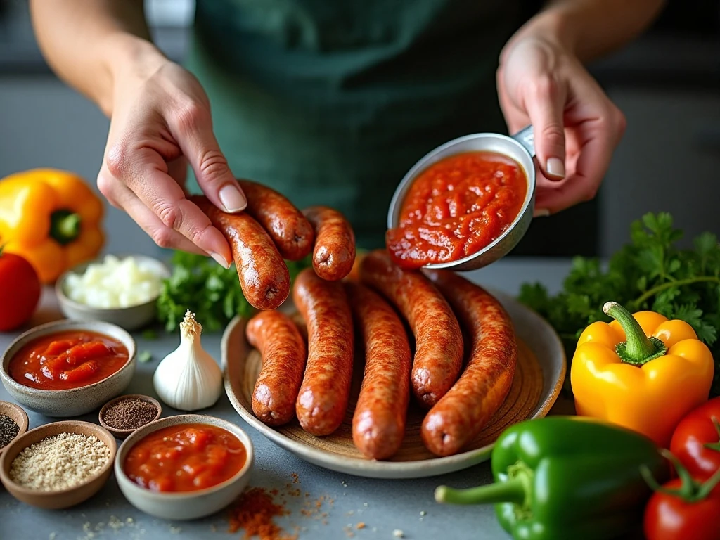 Ingredients for Crockpot sausage and green peppers