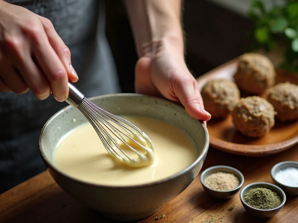 Preparing creamy sauce for slow cooker meatballs