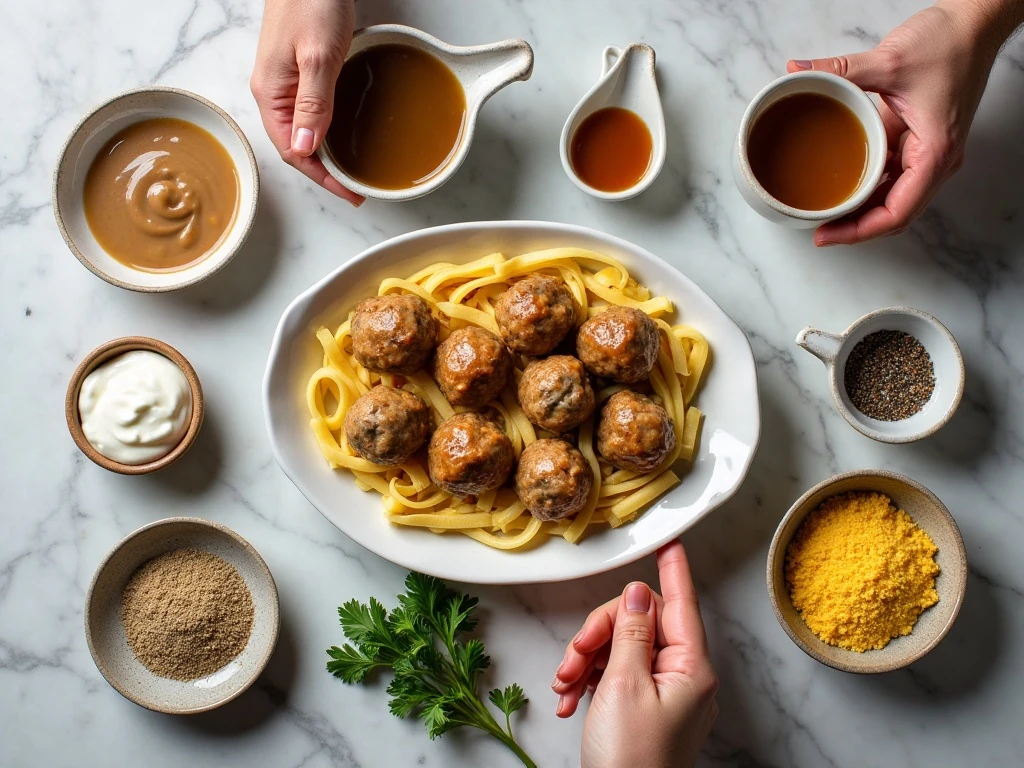 Ingredients for easy slow cooker Swedish meatballs