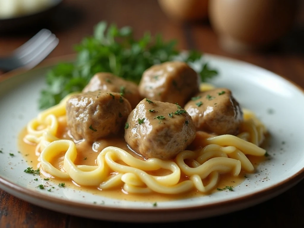 Swedish meatballs with creamy gravy and serving suggestions