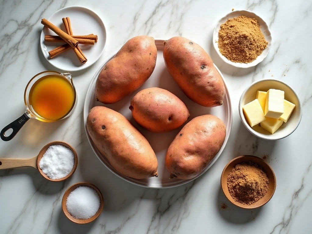 Ingredients for easy slow cooker sweet potatoes