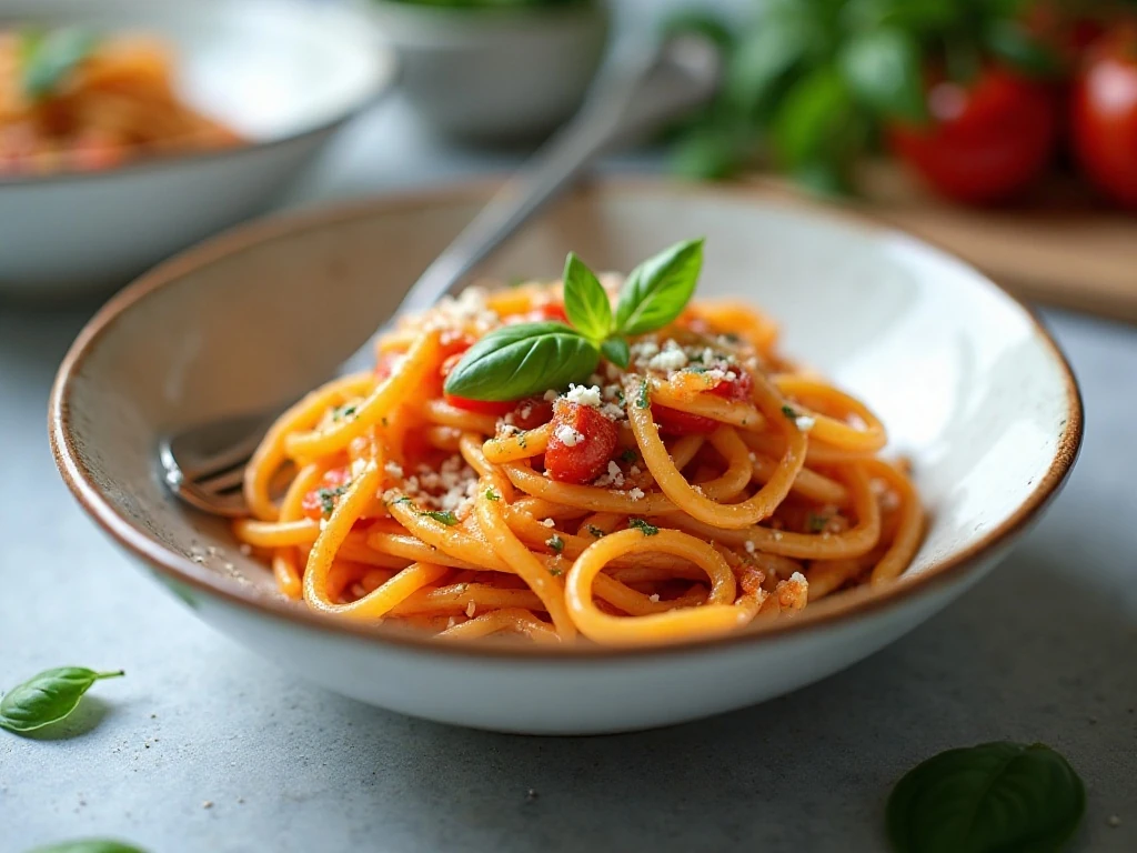 Reheated slow cooker tomato feta pasta