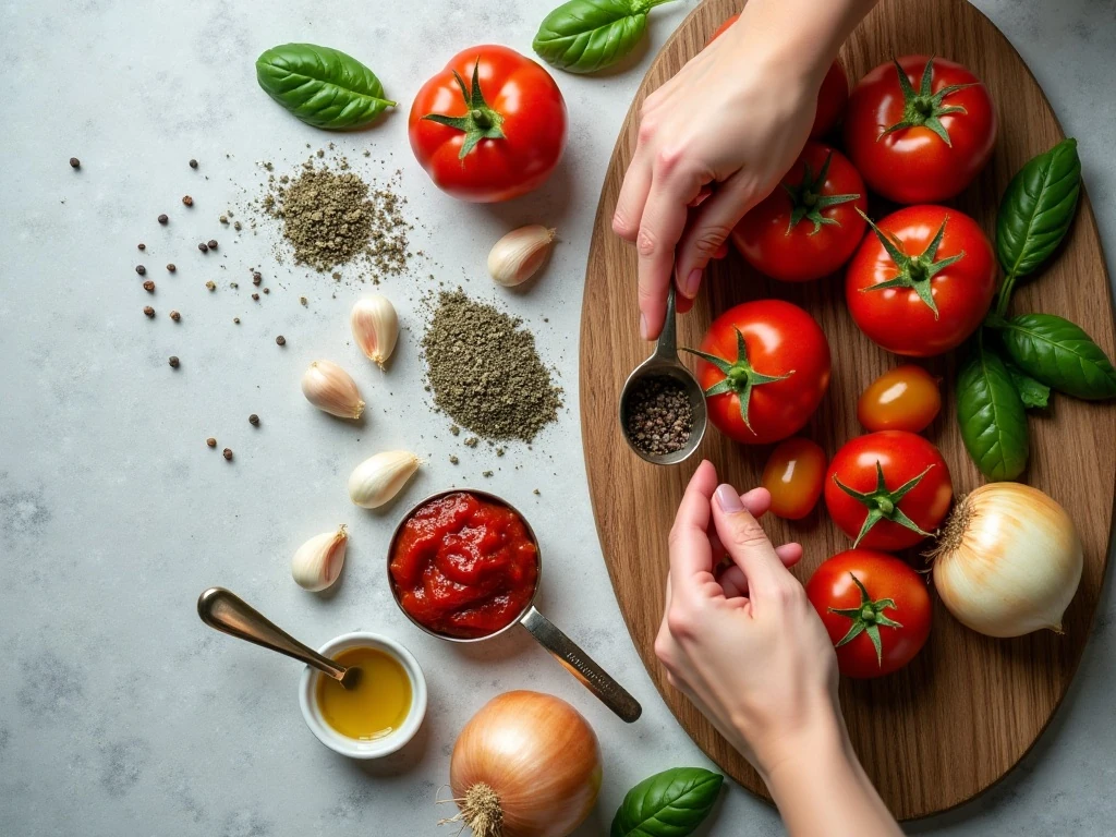 Ingredients for easy slow cooker tomato sauce